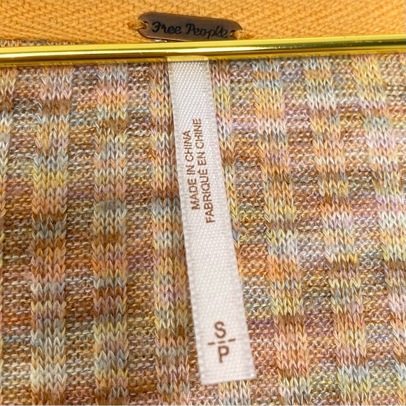 Free People Happy Day Boho Knit Puff Sleeve Sweater Blouse Marled Orange Small - Picture 3 of 15